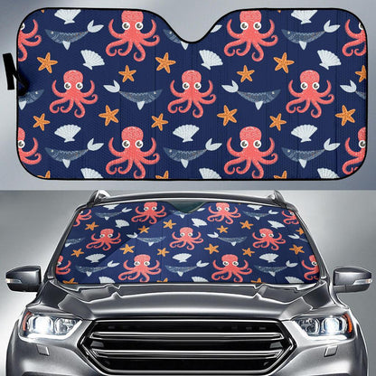 Octopus Pattern Print Design A04 Car Sun Shades-JORJUNE.COM
