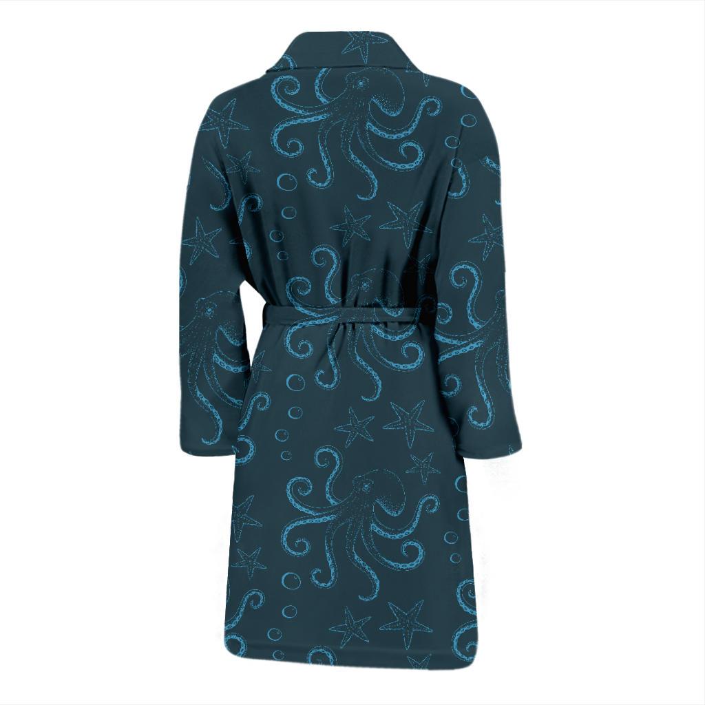 Octopus Pattern Print Design A05 Men Bathrobe-JORJUNE.COM