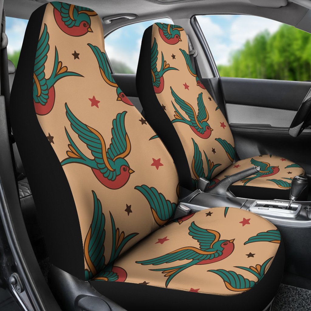 Old School Tattoo Swallow Design Universal Fit Car Seat Covers - JorJune