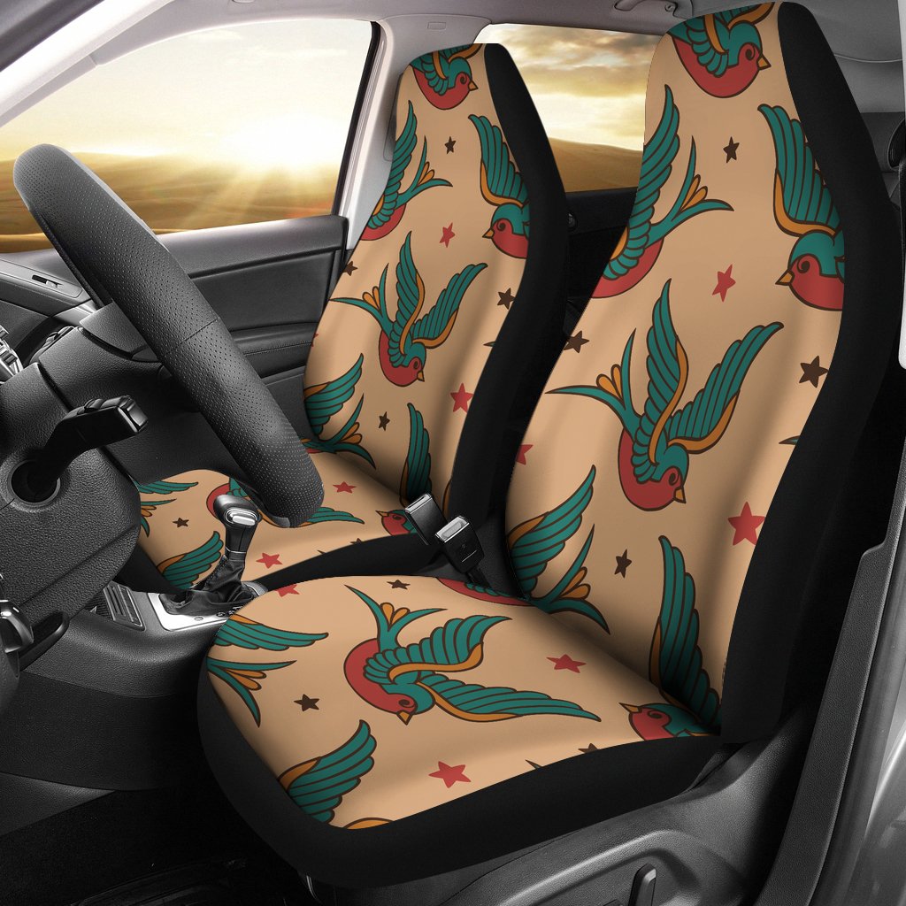 Old School Tattoo Swallow Design Universal Fit Car Seat Covers