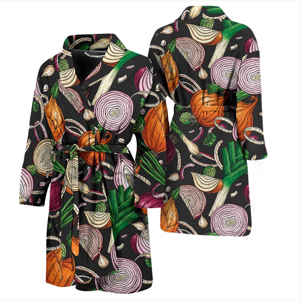 Onion Pattern Print Design A03 Men Bathrobe-JORJUNE.COM