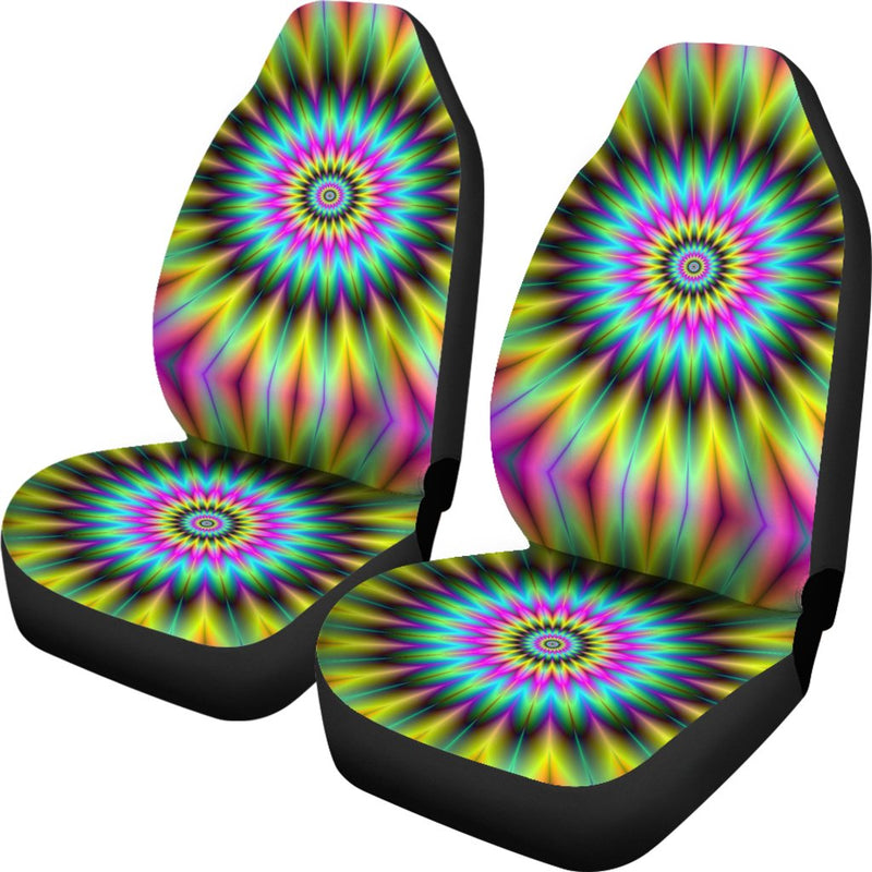 Optical Illusion Flower Rainbow Style Universal Fit Car Seat Covers