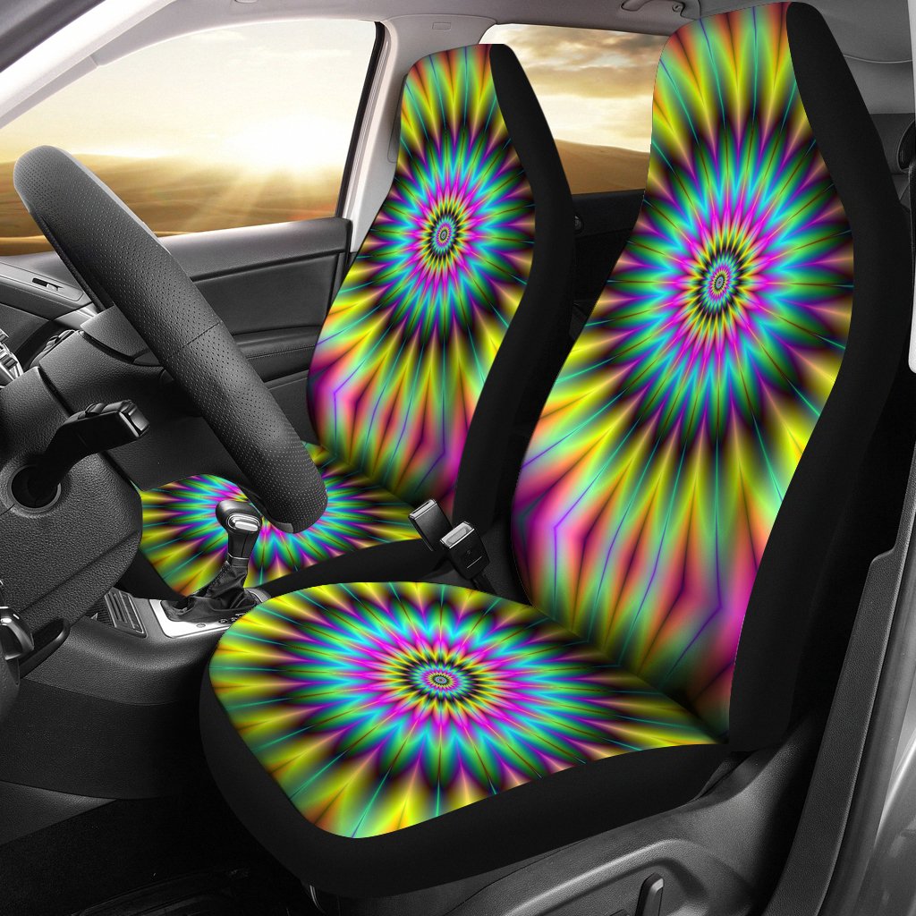 Optical Illusion Flower Rainbow Style Universal Fit Car Seat Covers