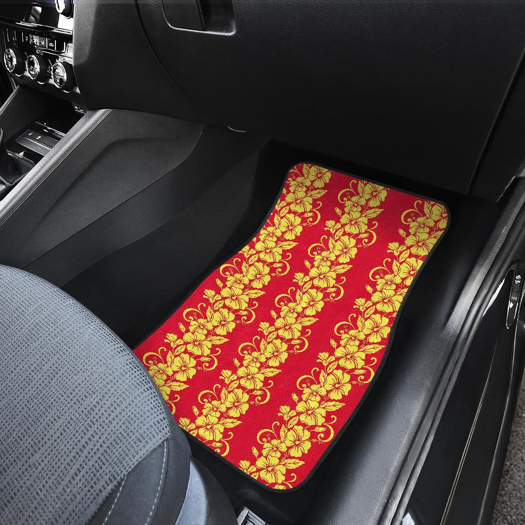Orange Hibiscus Pattern Print Design HB018 Car Floor Mats-JORJUNE.COM