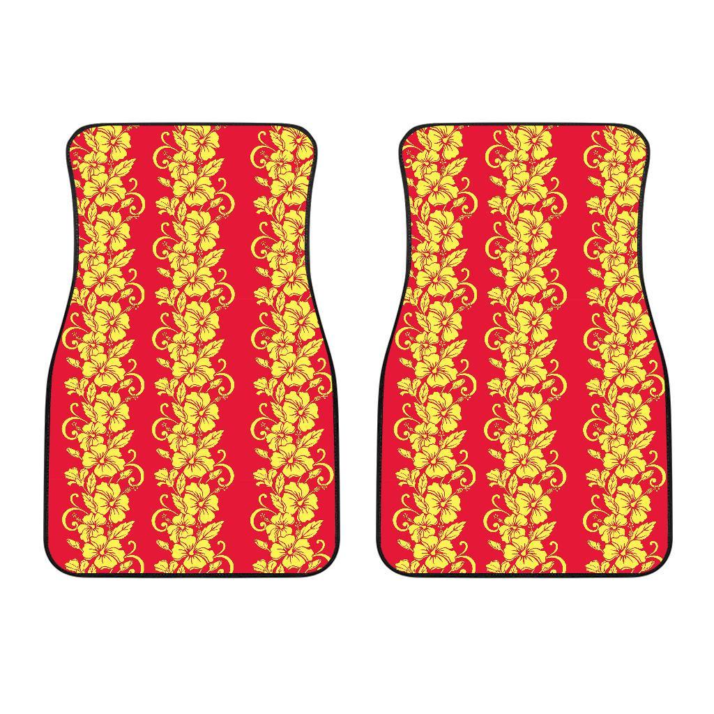 Orange Hibiscus Pattern Print Design HB018 Car Floor Mats-JORJUNE.COM