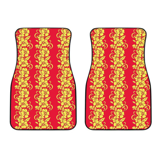 Orange Hibiscus Pattern Print Design HB018 Car Floor Mats-JORJUNE.COM