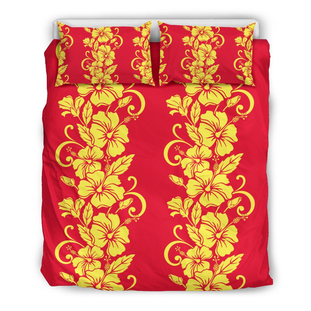 Orange Hibiscus Pattern Print Design HB018 Duvet Cover Bedding Set-JORJUNE.COM
