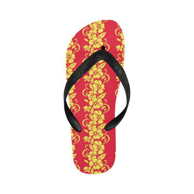 Orange Hibiscus Pattern Print Design HB018 Flip Flops-JorJune