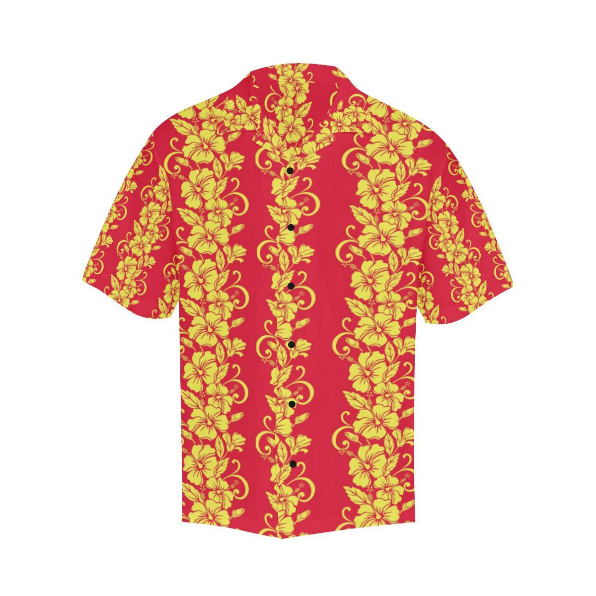 Orange Hibiscus Pattern Print Design HB018 Men Hawaiian Shirt-JorJune