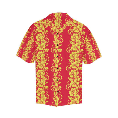 Orange Hibiscus Pattern Print Design HB018 Men Hawaiian Shirt-JorJune