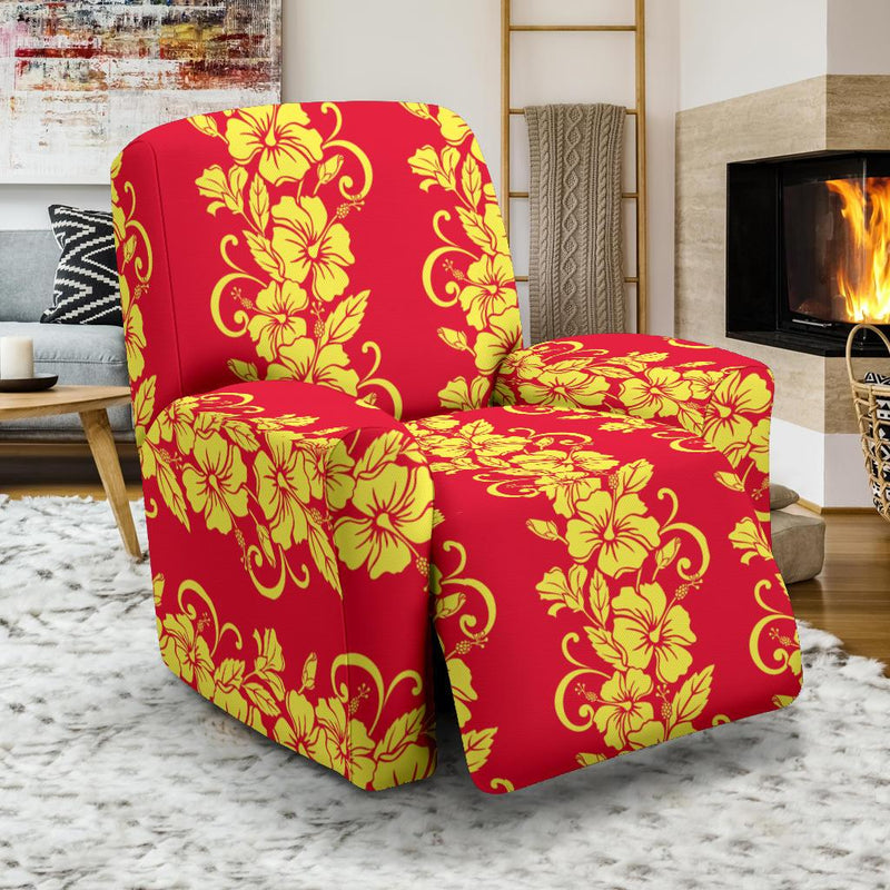 Orange Hibiscus Pattern Print Design HB018 Recliner Slipcover-JORJUNE.COM