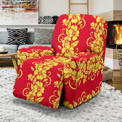 Orange Hibiscus Pattern Print Design HB018 Recliner Slipcover-JORJUNE.COM