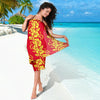 Orange Hibiscus Pattern Print Design HB018 Sarong Pareo Wrap-JORJUNE.COM