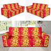 Orange Hibiscus Pattern Print Design HB018 Sofa Slipcover-JORJUNE.COM