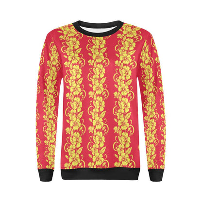 Orange Hibiscus Pattern Print Design HB018 Women Long Sleeve Sweatshirt-JorJune