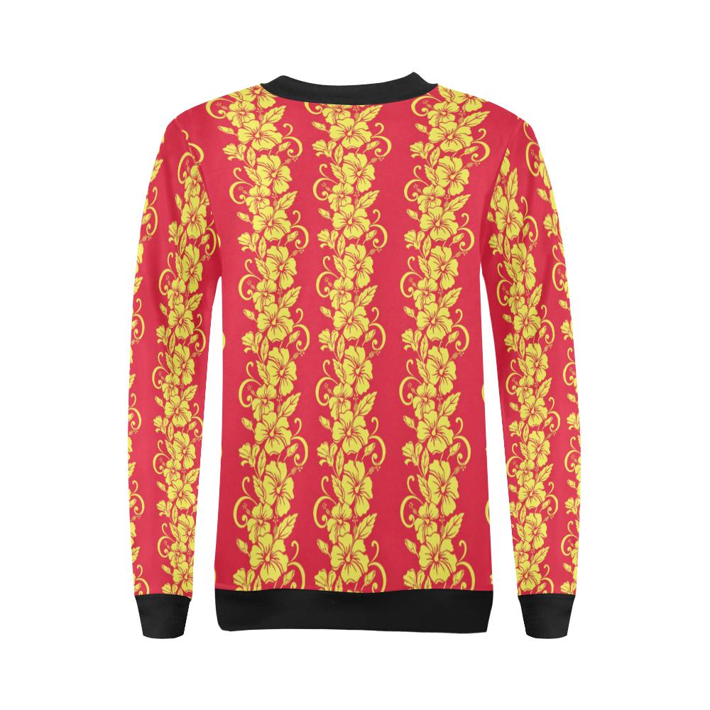 Orange Hibiscus Pattern Print Design HB018 Women Long Sleeve Sweatshirt-JorJune