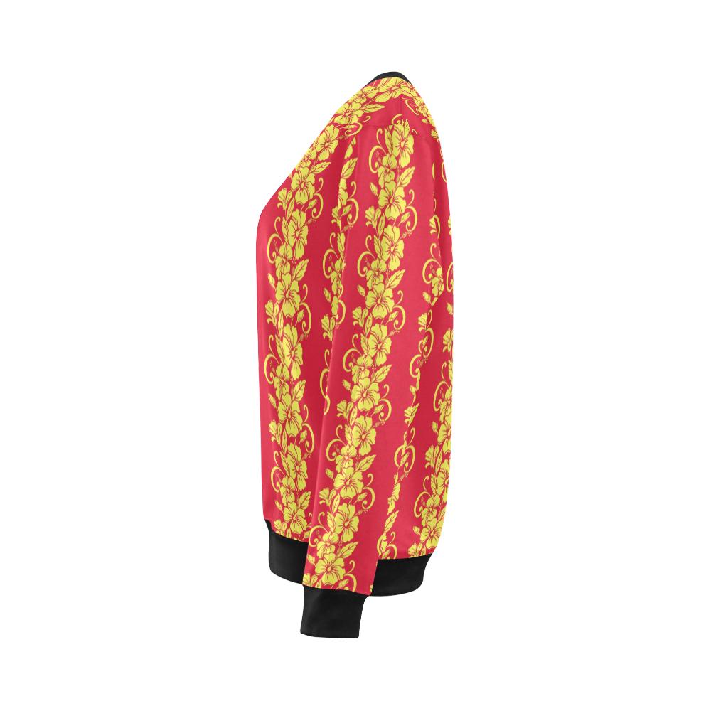 Orange Hibiscus Pattern Print Design HB018 Women Long Sleeve Sweatshirt-JorJune