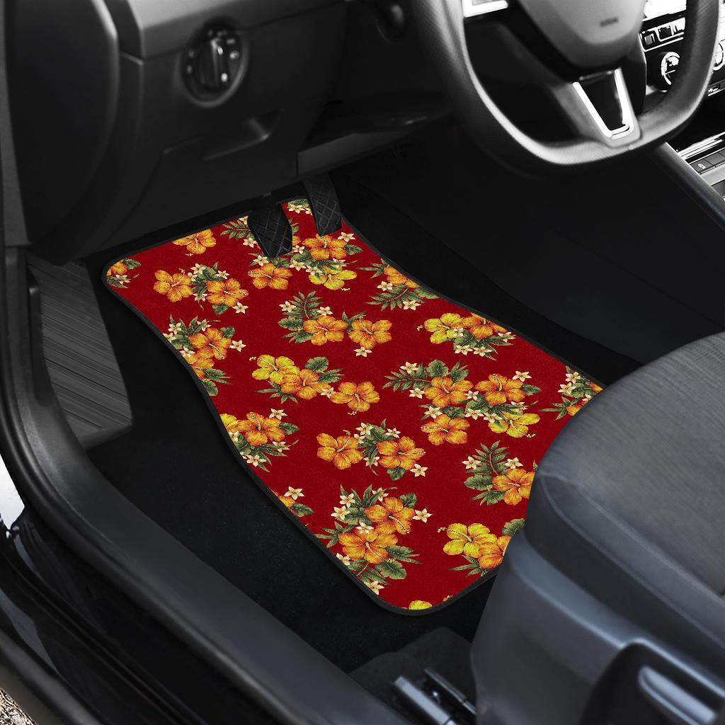 Orange Hibiscus Pattern Print Design HB026 Car Floor Mats-JORJUNE.COM