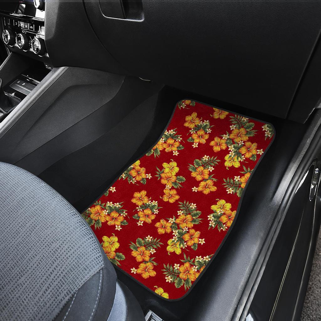 Orange Hibiscus Pattern Print Design HB026 Car Floor Mats-JORJUNE.COM