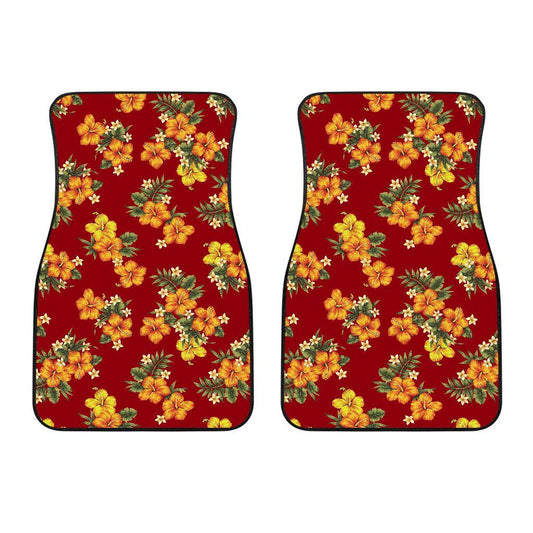 Orange Hibiscus Pattern Print Design HB026 Car Floor Mats-JORJUNE.COM