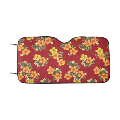 Orange Hibiscus Pattern Print Design HB026 Car Sun Shade-JorJune