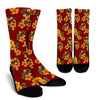 Orange Hibiscus Pattern Print Design HB026 Crew Socks-JORJUNE.COM