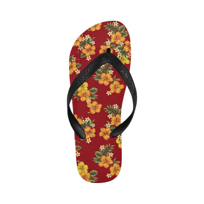 Orange Hibiscus Pattern Print Design HB026 Flip Flops-JorJune