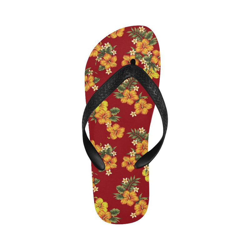 Orange Hibiscus Pattern Print Design HB026 Flip Flops-JorJune