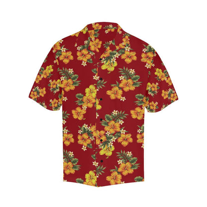 Orange Hibiscus Pattern Print Design HB026 Men Hawaiian Shirt-JorJune
