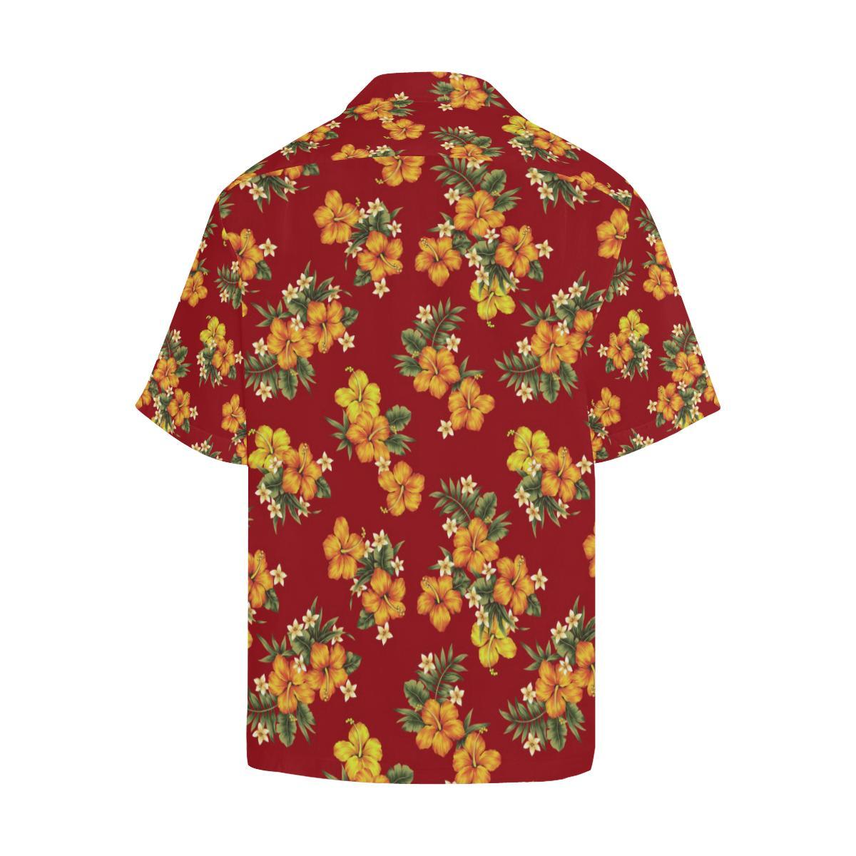 Orange Hibiscus Pattern Print Design HB026 Men Hawaiian Shirt-JorJune