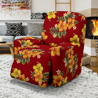 Orange Hibiscus Pattern Print Design HB026 Recliner Slipcover-JORJUNE.COM