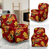 Orange Hibiscus Pattern Print Design HB026 Recliner Slipcover-JORJUNE.COM