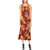 Orange Hibiscus Pattern Print Design HB026 Sleeveless Open Fork Long Dress