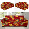 Orange Hibiscus Pattern Print Design HB026 Sofa Slipcover-JORJUNE.COM