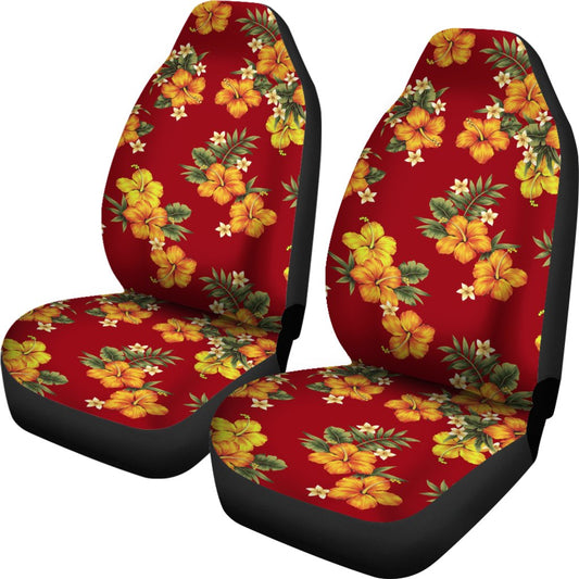 Orange Hibiscus Pattern Print Design HB026 Universal Fit Car Seat Covers-JorJune