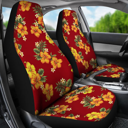 Orange Hibiscus Pattern Print Design HB026 Universal Fit Car Seat Covers-JorJune