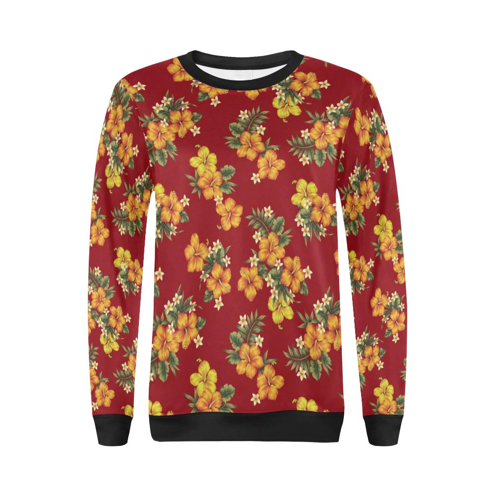 Orange Hibiscus Pattern Print Design HB026 Women Long Sleeve Sweatshirt-JorJune