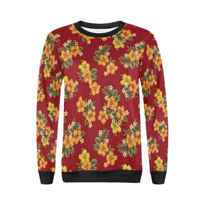 Orange Hibiscus Pattern Print Design HB026 Women Long Sleeve Sweatshirt-JorJune