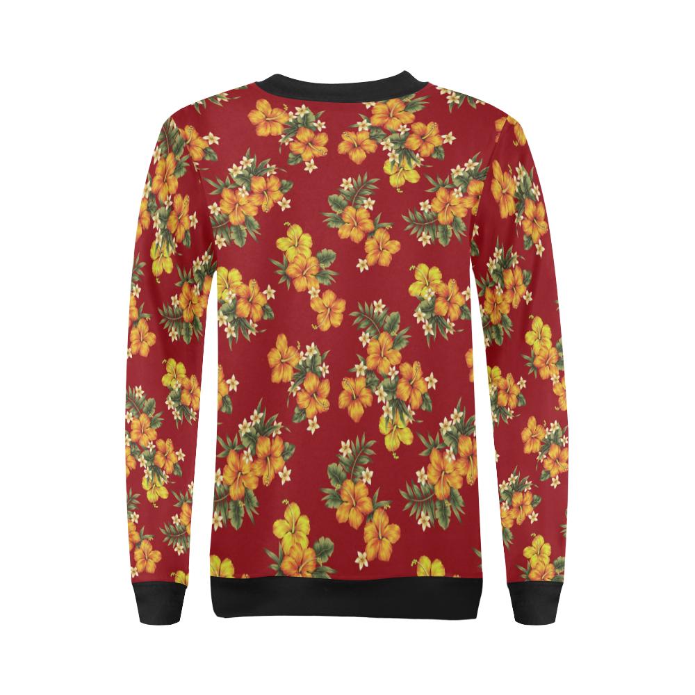 Orange Hibiscus Pattern Print Design HB026 Women Long Sleeve Sweatshirt-JorJune