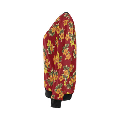 Orange Hibiscus Pattern Print Design HB026 Women Long Sleeve Sweatshirt-JorJune