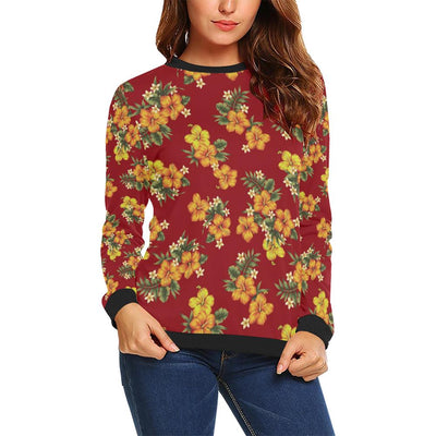 Orange Hibiscus Pattern Print Design HB026 Women Long Sleeve Sweatshirt-JorJune