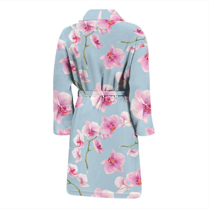 Orchid Pattern Print Design A01 Men Bathrobe-JORJUNE.COM
