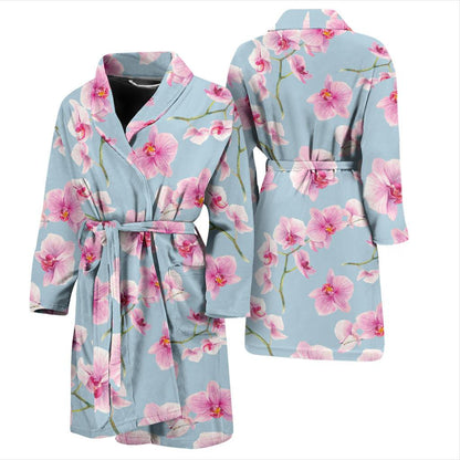 Orchid Pattern Print Design A01 Men Bathrobe-JORJUNE.COM