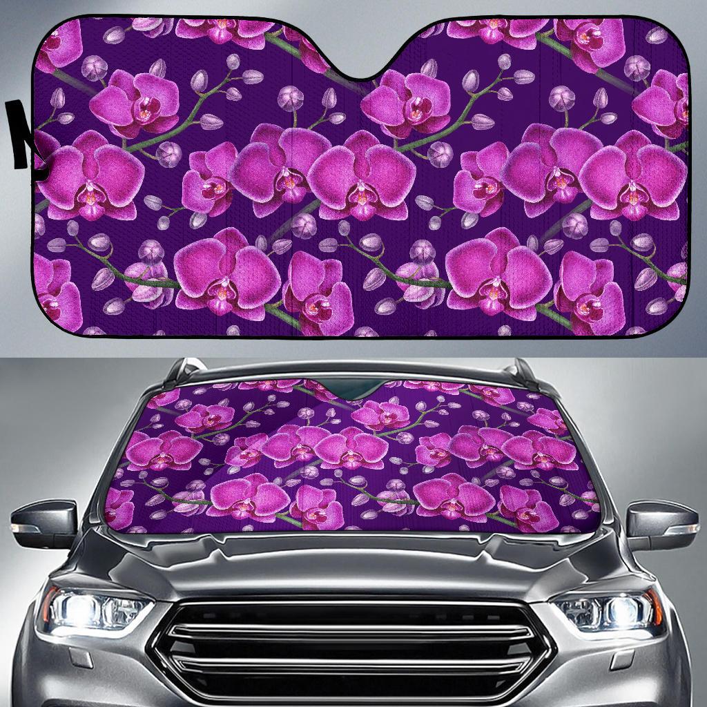 Orchid Pattern Print Design A03 Car Sun Shades-JORJUNE.COM