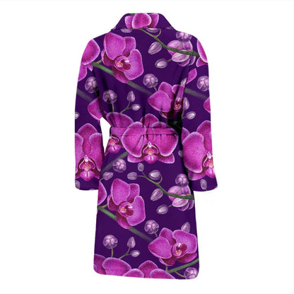 Orchid Pattern Print Design A03 Men Bathrobe-JORJUNE.COM