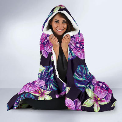 Orchid Pattern Print Design OR010 Hooded Blanket-JORJUNE.COM