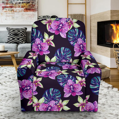 Orchid Pattern Print Design OR010 Recliner Slipcover-JORJUNE.COM