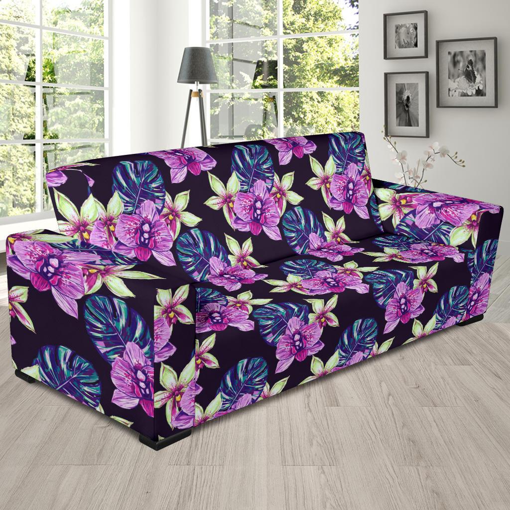 Orchid Pattern Print Design OR010 Sofa Slipcover-JORJUNE.COM