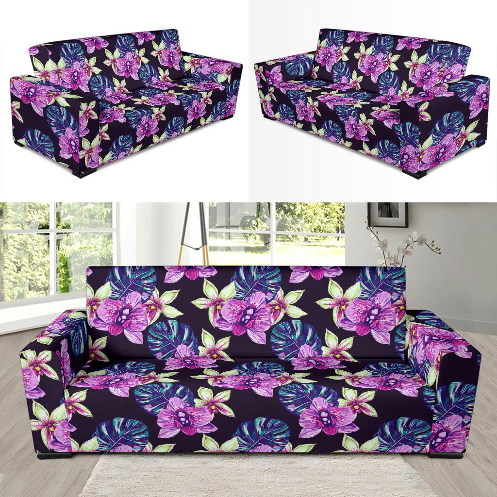 Orchid Pattern Print Design OR010 Sofa Slipcover-JORJUNE.COM