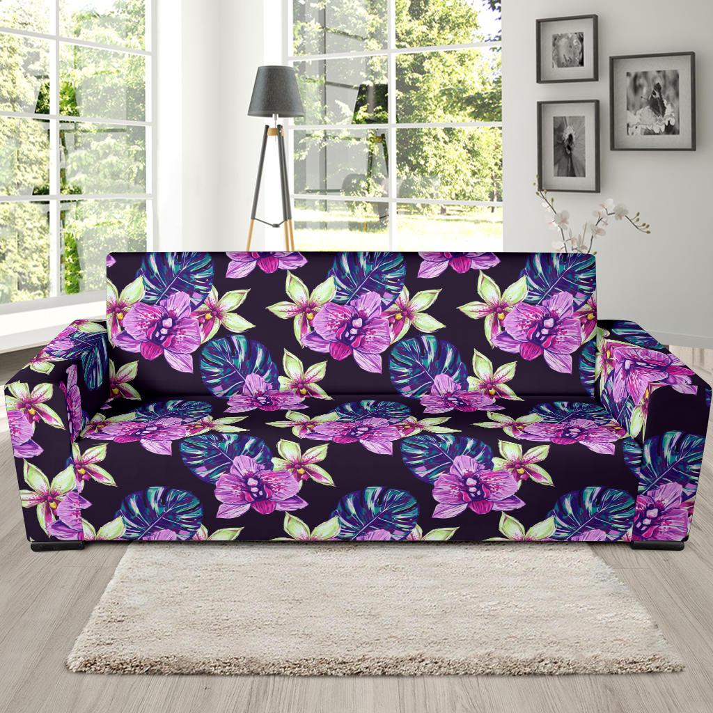 Orchid Pattern Print Design OR010 Sofa Slipcover-JORJUNE.COM